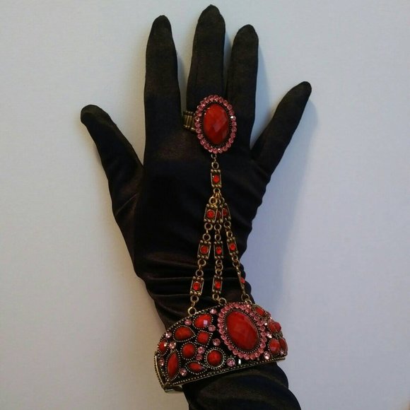 NWOT Statement Ring+Bracelet combined antique gold - Picture 1 of 8